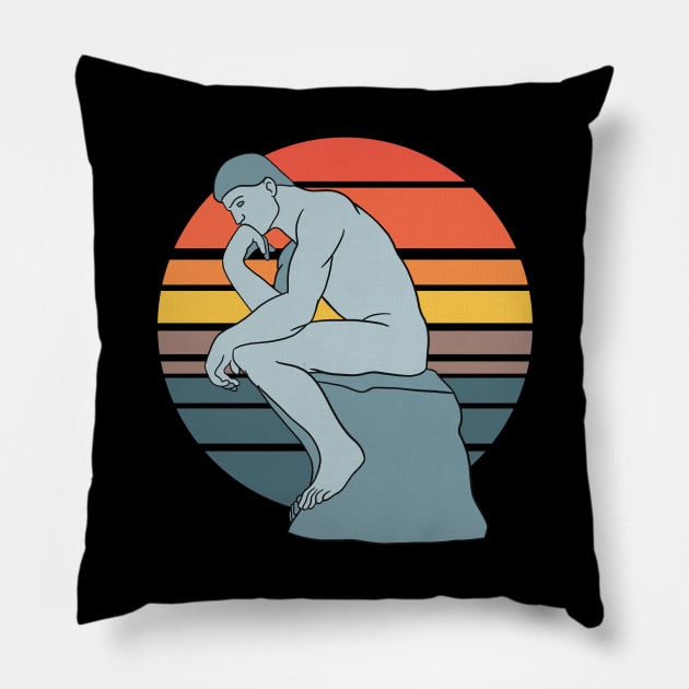 Rodin The Thinker - Vintage Sunrise Edition Pillow by isstgeschichte