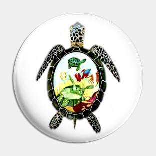 Swimming Turtles Pin