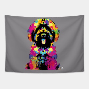 Black Russian Terrier Dog Colorful Stencil Tapestry