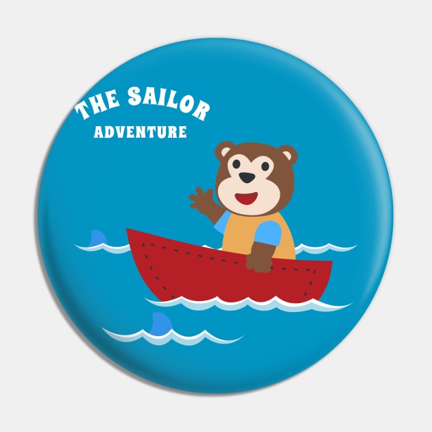 Funny monkey sailor cartoon vector on little boat with cartoon style. Pin by KIDS APPAREL