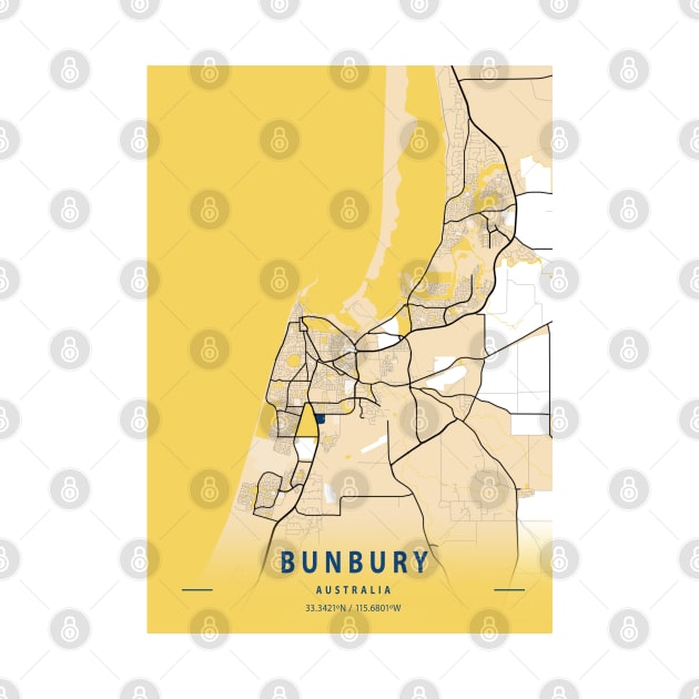 Bunbury - Australia Yellow City Map by tienstencil