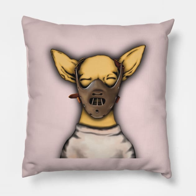 Cannibal Chihuahua Pillow by DakiPukiTeeStudio