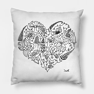 I Love Oregon Flora and Fungus Pillow