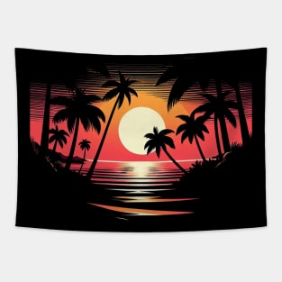 palm tree sunset Tapestry