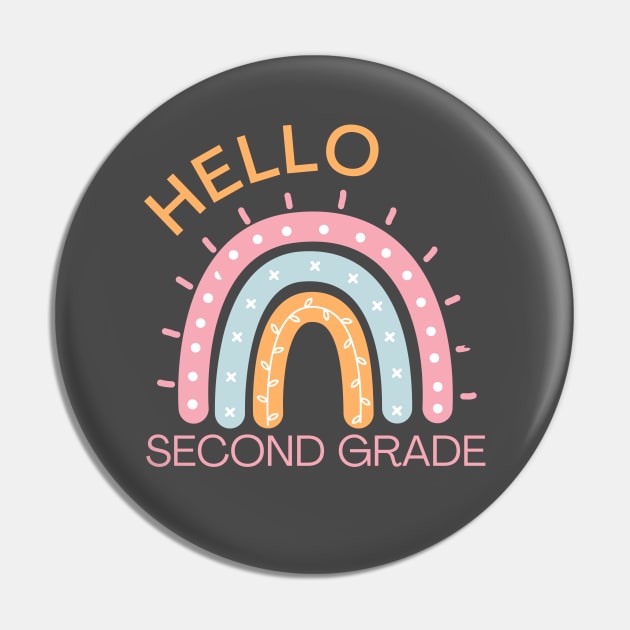 Hello Second Grade Boho Rainbow Back to School Pin by MalibuSun