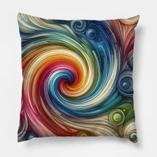 Psychedelic looking abstract illustration of Swirls Pillow
