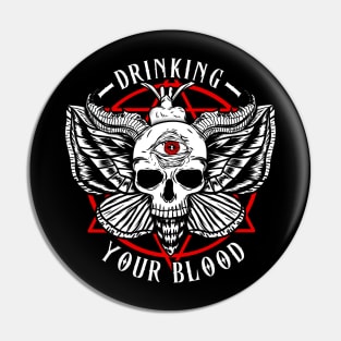 Drinking Your Blood - Satanic Vampire Moth T-Shirt Pin