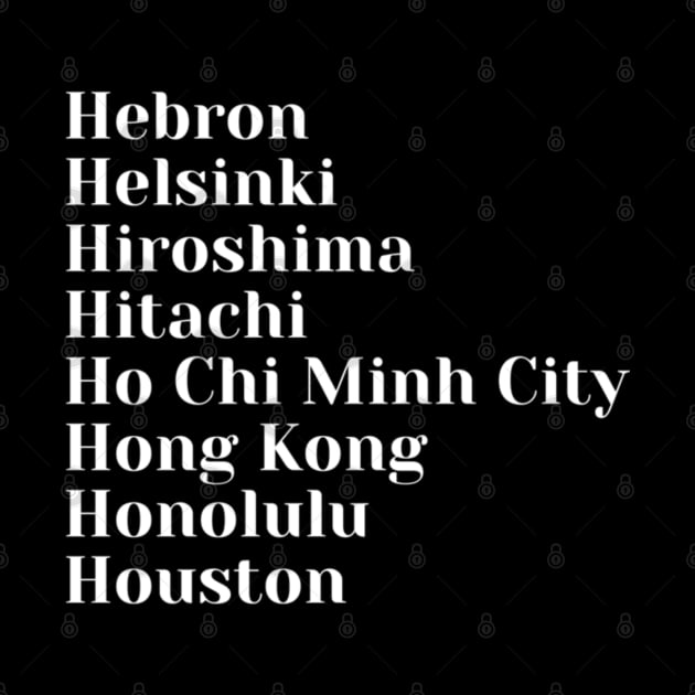 H Cities, Pin, Tote, Sticker by DeniseMorgan