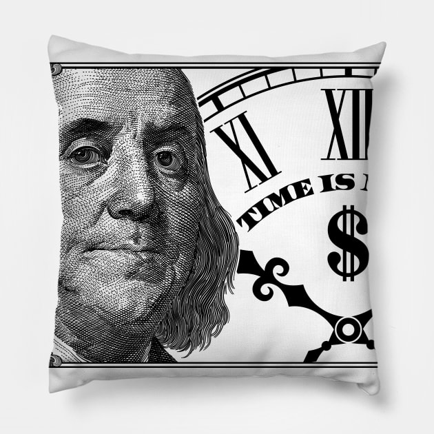 Benjamin Franklin "Time is money". Pillow by Alex Birch