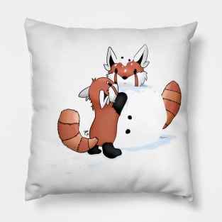 Winter Red Pandas Pillow