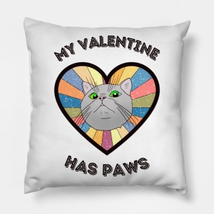 My Valentine has paws- a retro vintage design with a cute cat Pillow