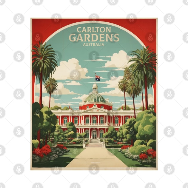 Carlton Gardens Australia Vintage Travel Poster by TravelersGems
