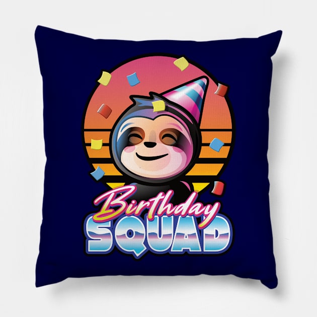 Birthday squad sloth boys girls party celebration Pillow by PnJ