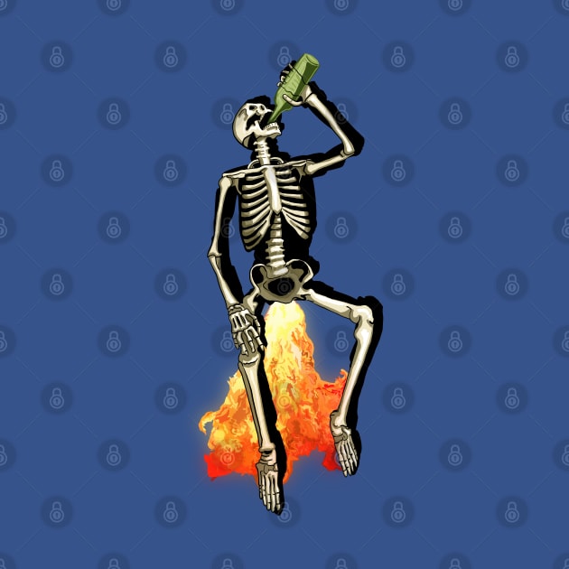 Dead funny Skeleton drink, drinking, drunk, bottle flaming fart by SmerkinGherkin