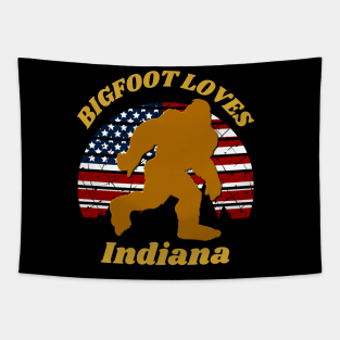 Bigfoot loves America and Indiana too Tapestry