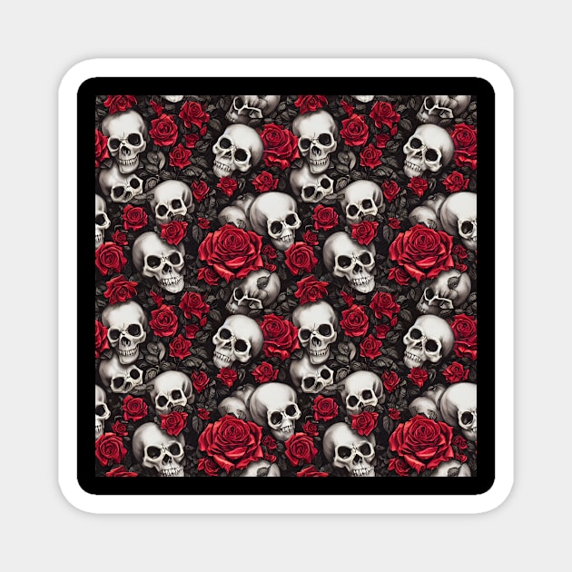 Rose And Skull Pattern Magnet by The WYLD Tribe
