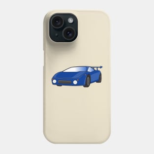 Blue sports car with airfoil illustration Phone Case