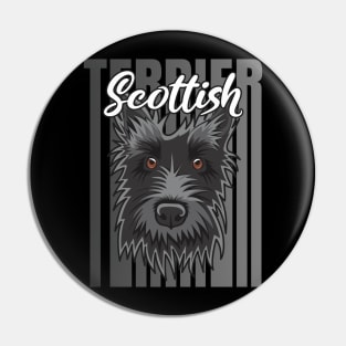 Scottish Terrier Grey Retro Vibes Pin