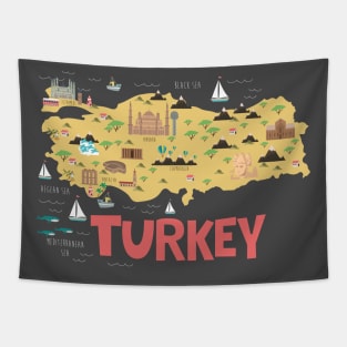 Turkey Illustrated Map Tapestry