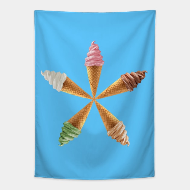 Ice Cream Flavor Flower Star Tapestry by Art by Deborah Camp