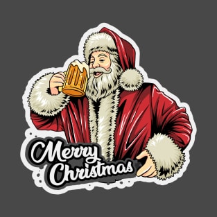 Vintage Santa Claus Retro Design Christmas Beer Funny Gift Idea T-Shirt