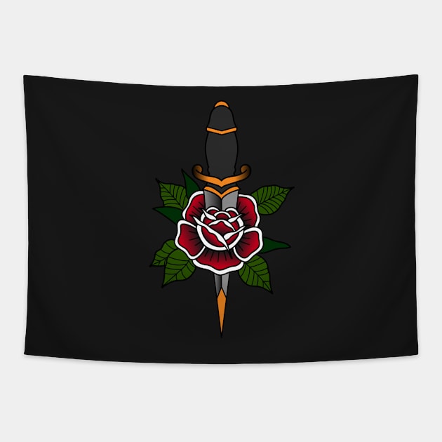 American Traditional Rose and Dagger Tapestry by Jessimk