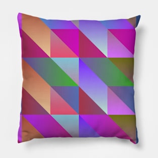 Pink Blue Burgundy Yellow Modern Geometric Angles and Boxes Pillow