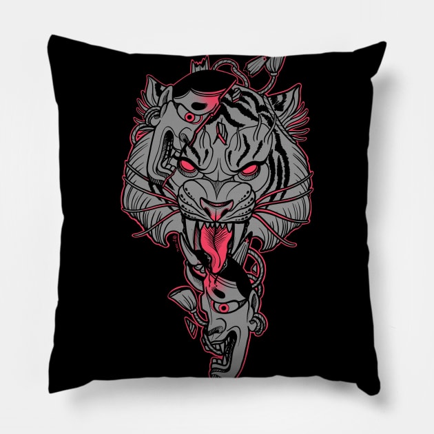 Tiger hannya Pillow by Jocoric