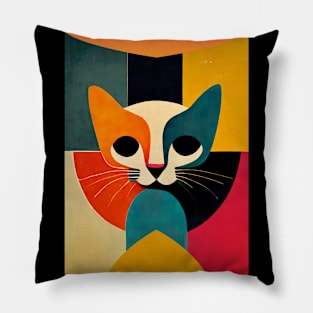 Geometric Cat Portrait Pillow