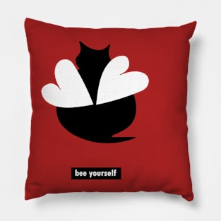 bee yourself cat bee design Pillow