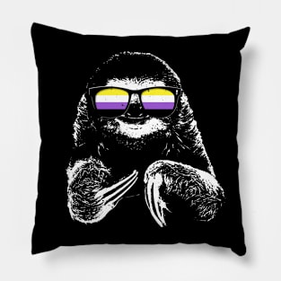 Pride Sloth Nonbinary Flag Sunglasses Pillow