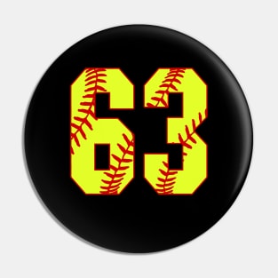 Fastpitch Softball Number 63 #63 Softball Shirt Jersey Uniform Favorite Player Biggest Fan Pin