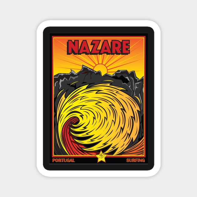SURFING NAZARE PORTUGAL Magnet by Larry Butterworth