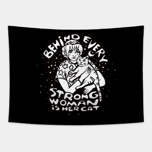 Behind every strong woman is her cat Tapestry