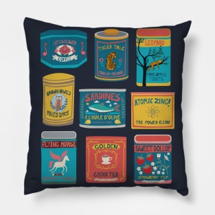 Vintage Canned Goods - fun design by Cecca Designs Pillow