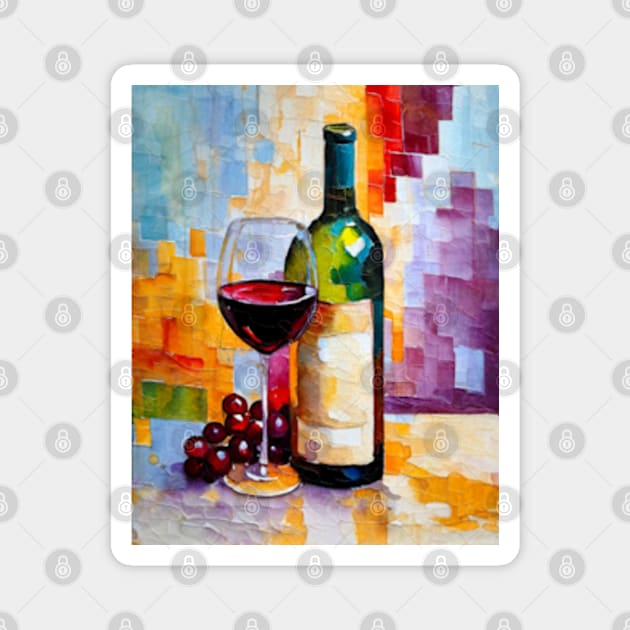 Red Wine Magnet by ArtFactoryAI