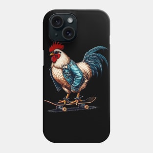 Retro cool rooster skateboarder Phone Case