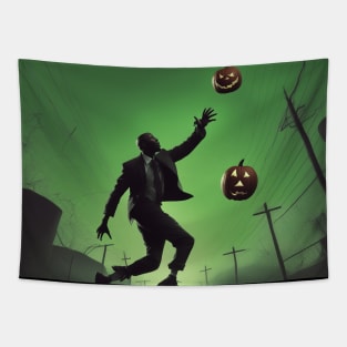 Michael Jordan Highest Jumps catch halloween pumpkins Tapestry