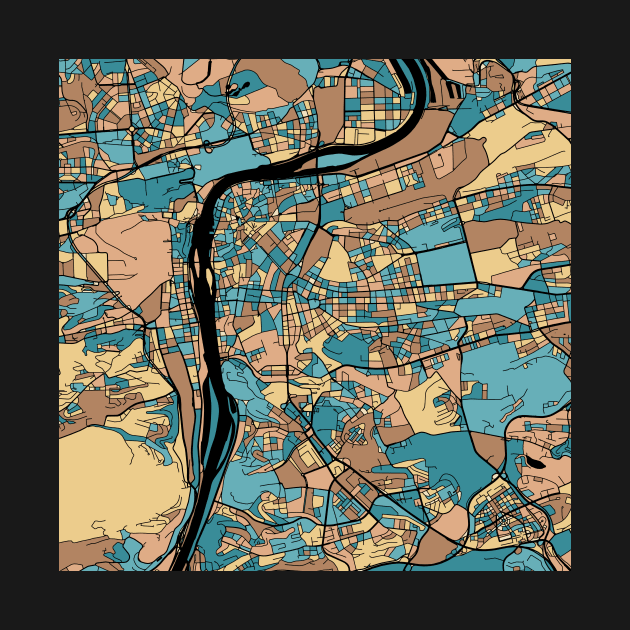 Prague Map Pattern in Mid Century Pastel by PatternMaps