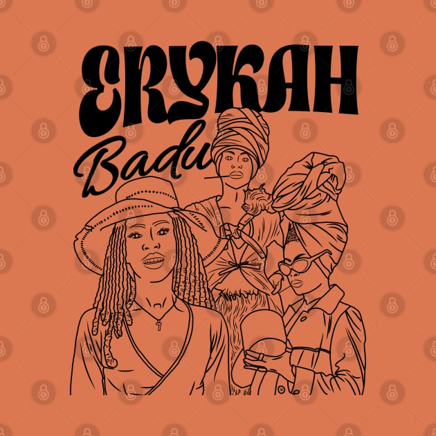 Erykah Badu Line Art Draw by thesportstation