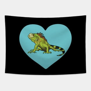 Iguana Heart for Iguana Lovers, White Tapestry