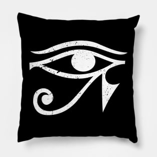 eye of horus distressed design in white Pillow