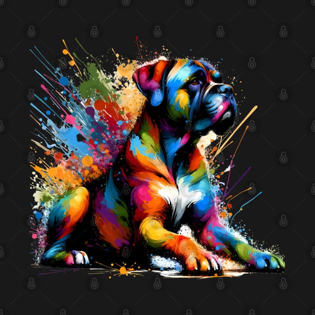 Vibrant Splashed Paint Perro de Presa Canario Art by ArtRUs