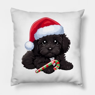 Black Cavapoo maltipoo christmas dog Pillow