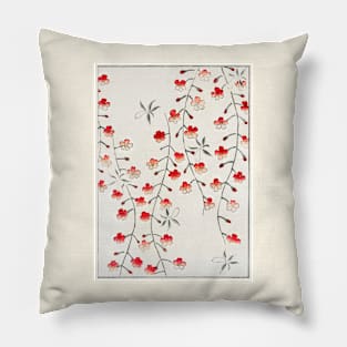 Cherry Blossom: Floral painting from Bijutsu Sekai by Watanabe Seitei - digitally cleaned and restored Pillow