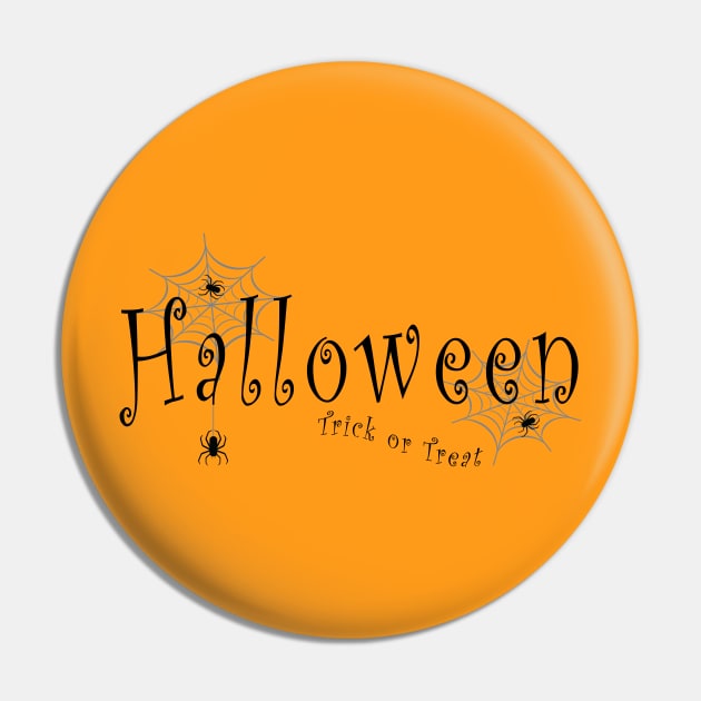 Spider webs and spiders over Halloween and Trick or Treat Pin by SPJE Illustration Photography