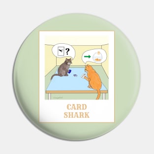 Something Fishy is Going on in this Amusing Cartoon Cat Drawing of a Card Shark Pin