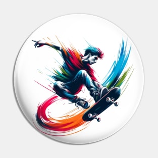 Dramatic Skateboarder Pin