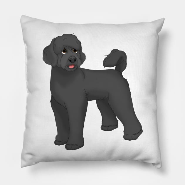 Black Portuguese Water Dog Pillow by millersye