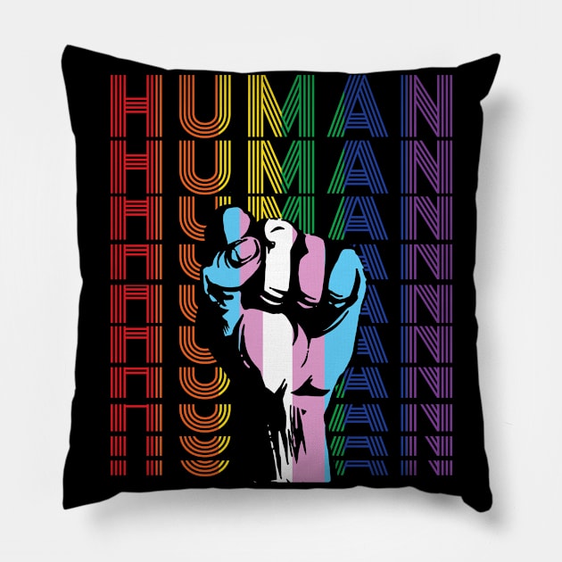 Pride LGBT Strong Hand Transgender Gay Rainbow Gift Pillow by Lones Eiless